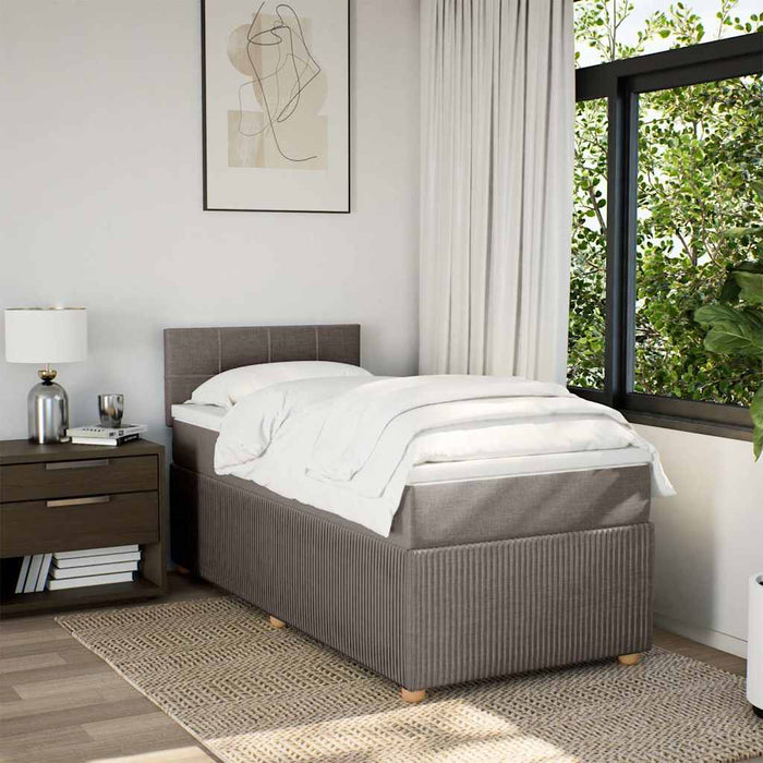 Pat box spring cu saltea, gri taupe, 90x200 cm, textil - WALTI WALTI