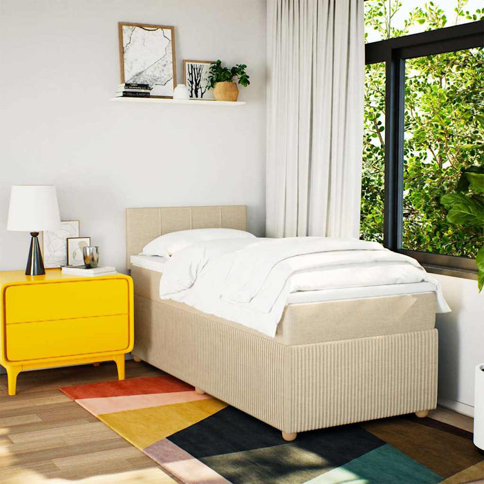 Pat box spring cu saltea, crem, 90x200 cm, textil - WALTI WALTI