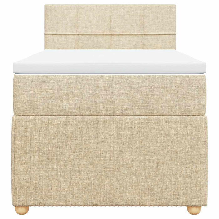 Pat box spring cu saltea, crem, 90x200 cm, textil - WALTI WALTI