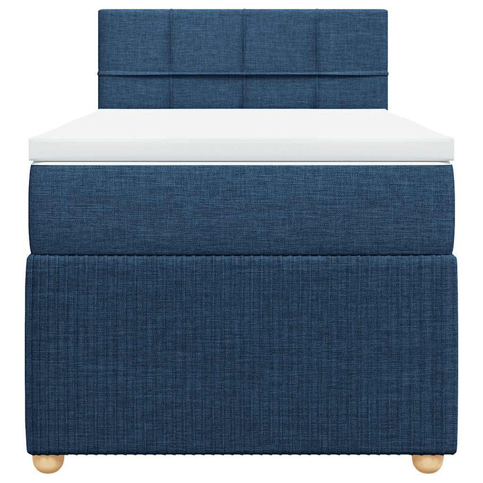 Pat box spring cu saltea, albastru, 90x200 cm, textil - WALTI WALTI