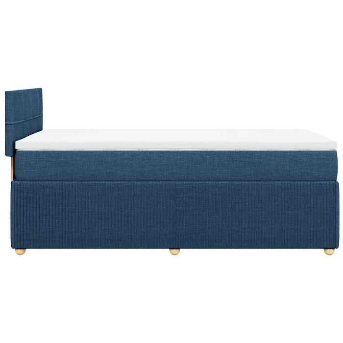 Pat box spring cu saltea, albastru, 90x200 cm, textil - WALTI WALTI