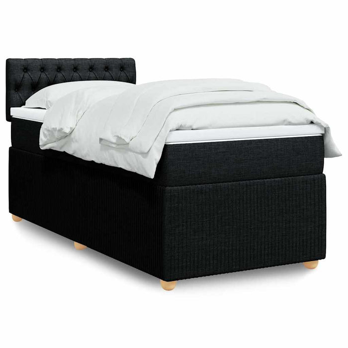 Pat box spring cu saltea, negru, 90x200 cm, textil - WALTI WALTI