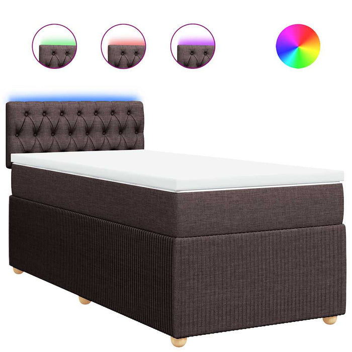 Pat box spring cu saltea, maro închis, 90x200 cm, textil - WALTI WALTI