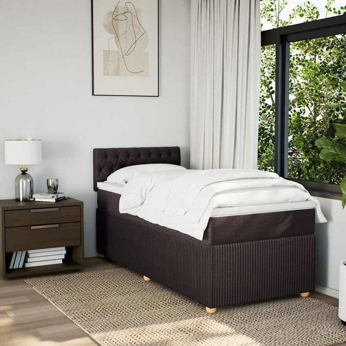 Pat box spring cu saltea, maro închis, 90x200 cm, textil - WALTI WALTI