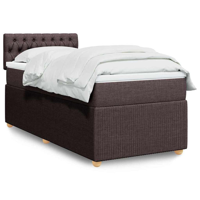 Pat box spring cu saltea, maro închis, 90x200 cm, textil - WALTI WALTI