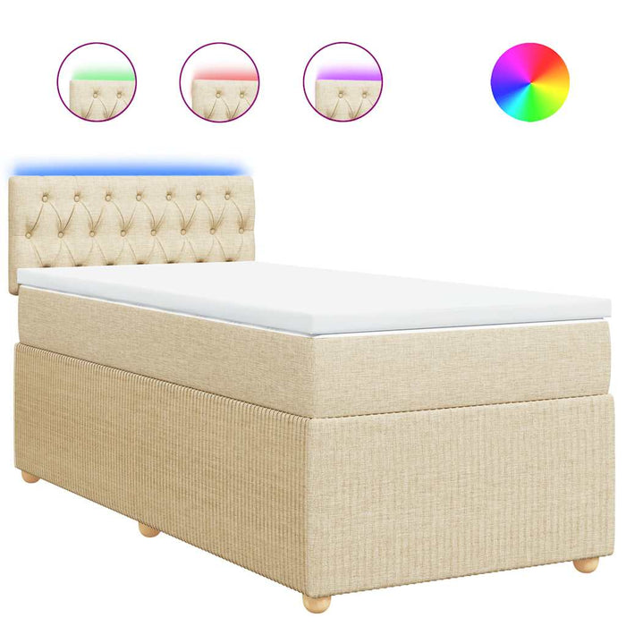 Pat box spring cu saltea, crem, 90x200 cm, textil - WALTI WALTI