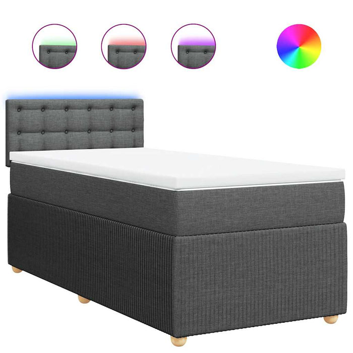 Pat box spring cu saltea, gri închis, 90x200 cm, textil - WALTI WALTI