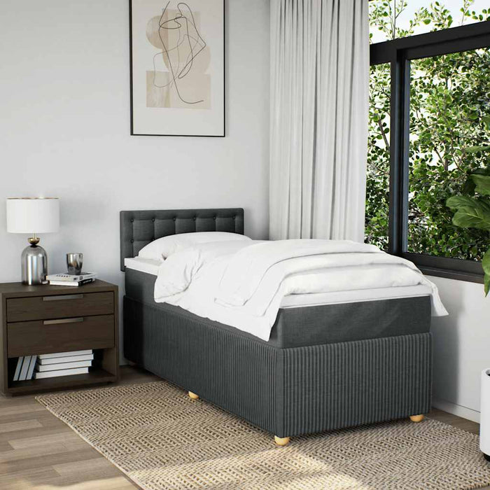 Pat box spring cu saltea, gri închis, 90x200 cm, textil - WALTI WALTI