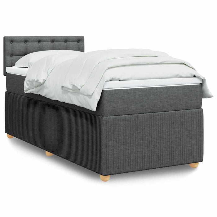 Pat box spring cu saltea, gri închis, 90x200 cm, textil - WALTI WALTI