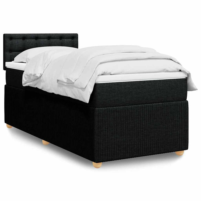Pat box spring cu saltea, negru, 90x200 cm, textil - WALTI WALTI