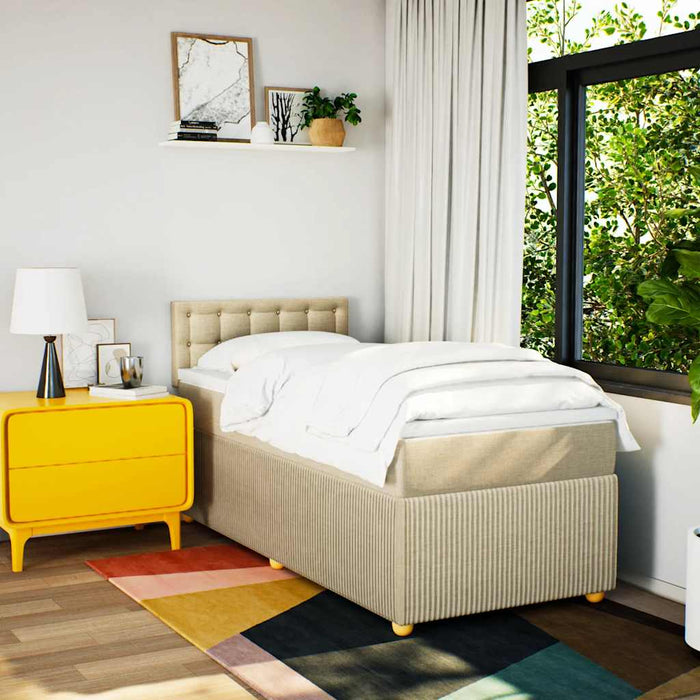 Pat box spring cu saltea, crem, 90x200 cm, textil - WALTI WALTI