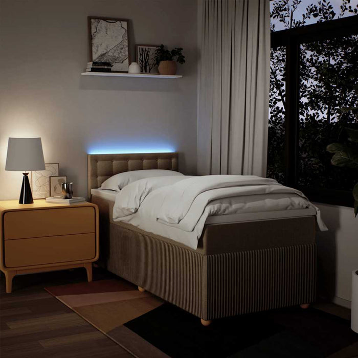 Pat box spring cu saltea, crem, 90x200 cm, textil - WALTI WALTI