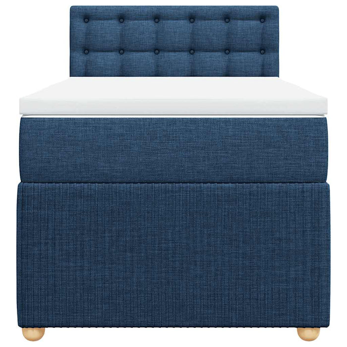 Pat box spring cu saltea, albastru, 90x200 cm, textil - WALTI WALTI