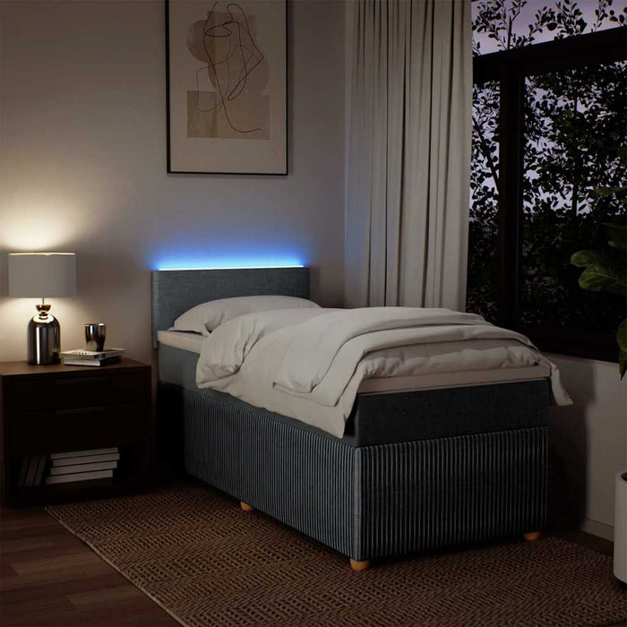 Pat box spring cu saltea, gri deschis, 100x200 cm, textil - WALTI WALTI