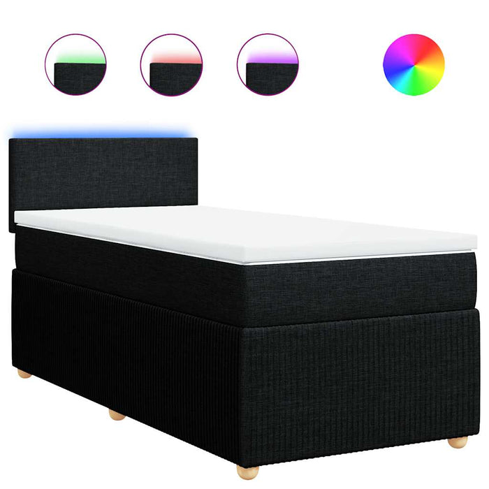Pat box spring cu saltea, negru, 100x200 cm, textil - WALTI WALTI