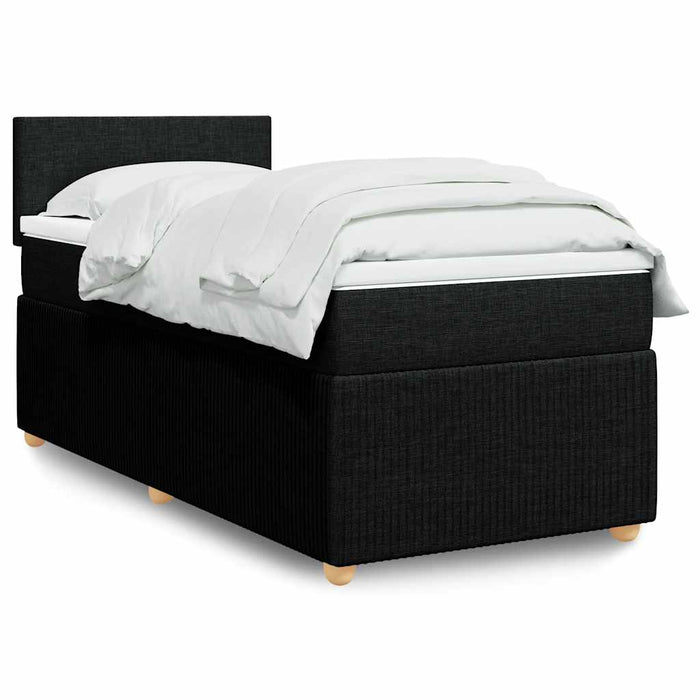 Pat box spring cu saltea, negru, 100x200 cm, textil - WALTI WALTI