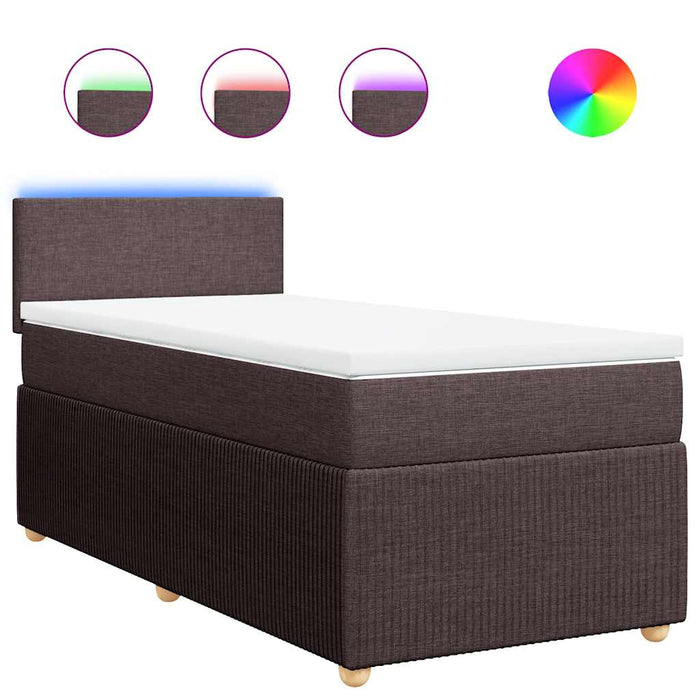 Pat box spring cu saltea, maro închis, 100x200 cm, textil WALTI