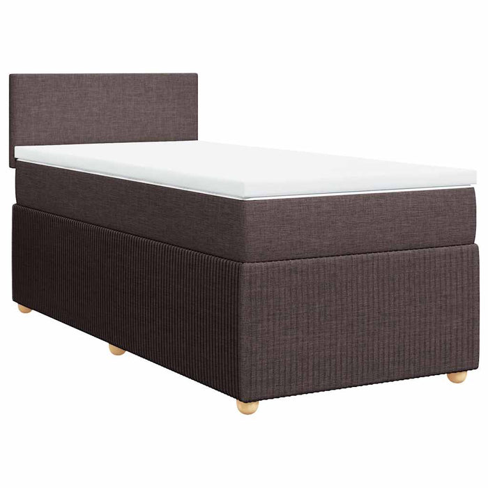 Pat box spring cu saltea, maro închis, 100x200 cm, textil WALTI