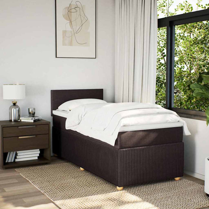Pat box spring cu saltea, maro închis, 100x200 cm, textil WALTI