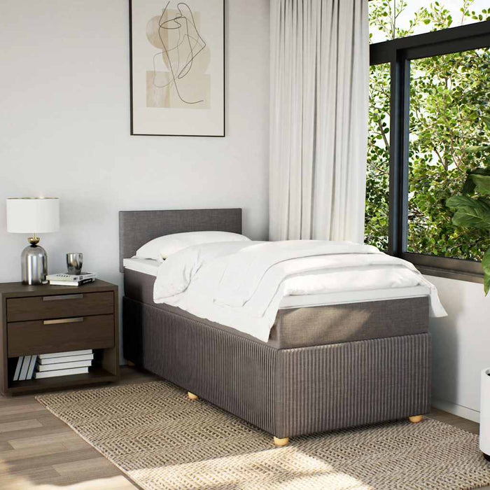 Pat box spring cu saltea, gri taupe, 100x200 cm, textil WALTI