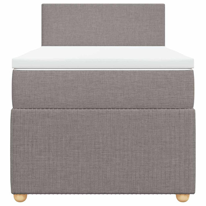 Pat box spring cu saltea, gri taupe, 100x200 cm, textil WALTI