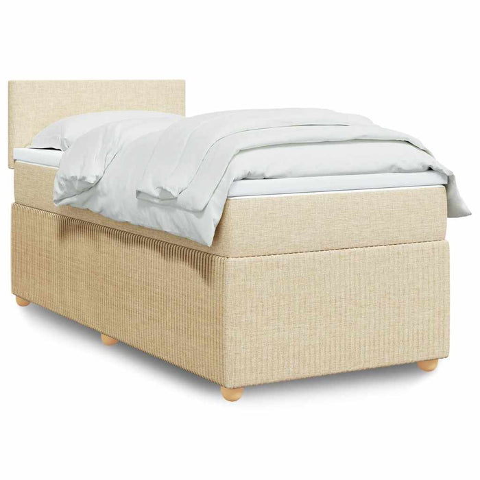 Pat box spring cu saltea, crem, 100x200 cm, textil - WALTI WALTI