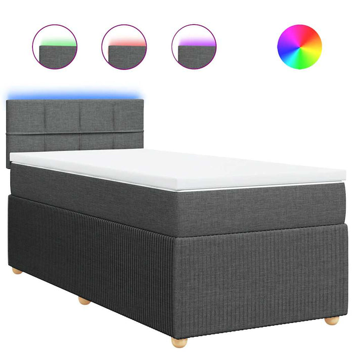 Pat box spring cu saltea, gri închis, 100x200 cm, textil - WALTI WALTI