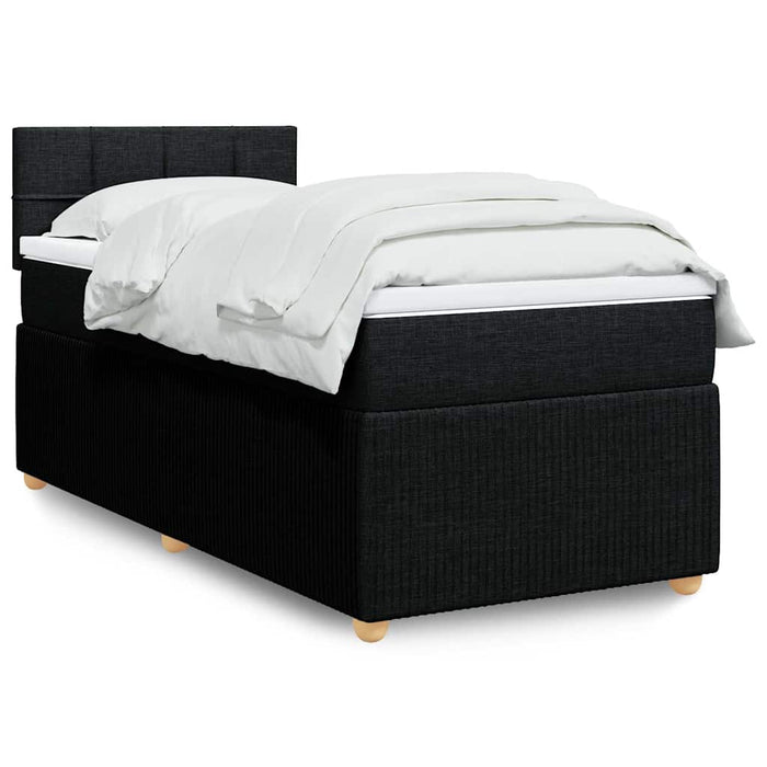 Pat box spring cu saltea, negru, 100x200 cm, textil - WALTI WALTI