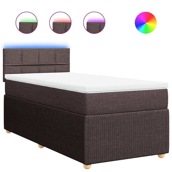 Pat box spring cu saltea, maro închis, 100x200 cm, textil WALTI