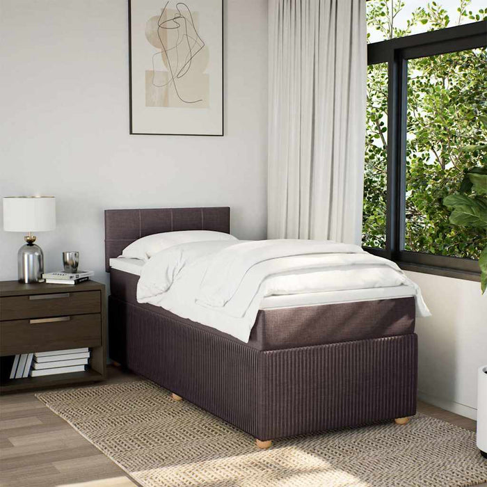 Pat box spring cu saltea, maro închis, 100x200 cm, textil WALTI