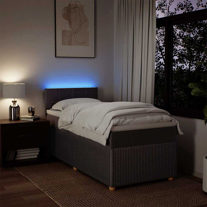 Pat box spring cu saltea, maro închis, 100x200 cm, textil WALTI