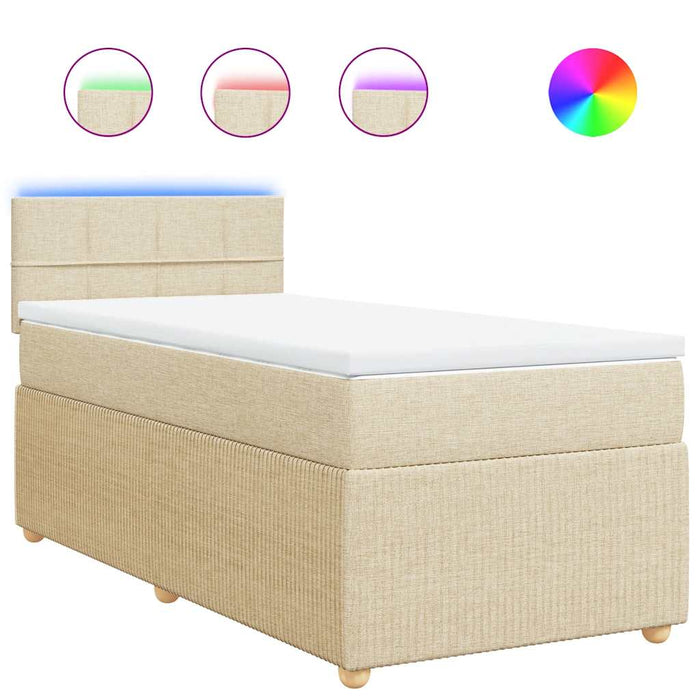 Pat box spring cu saltea, crem, 100x200 cm, textil - WALTI WALTI