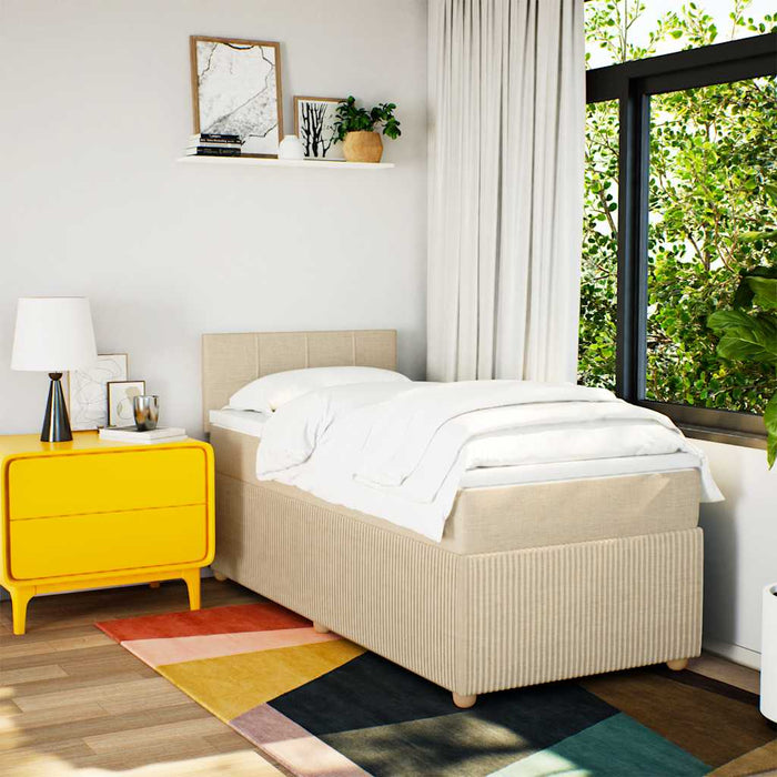 Pat box spring cu saltea, crem, 100x200 cm, textil - WALTI WALTI