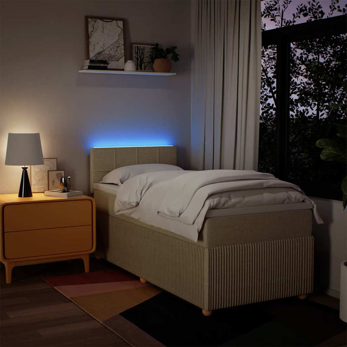 Pat box spring cu saltea, crem, 100x200 cm, textil - WALTI WALTI