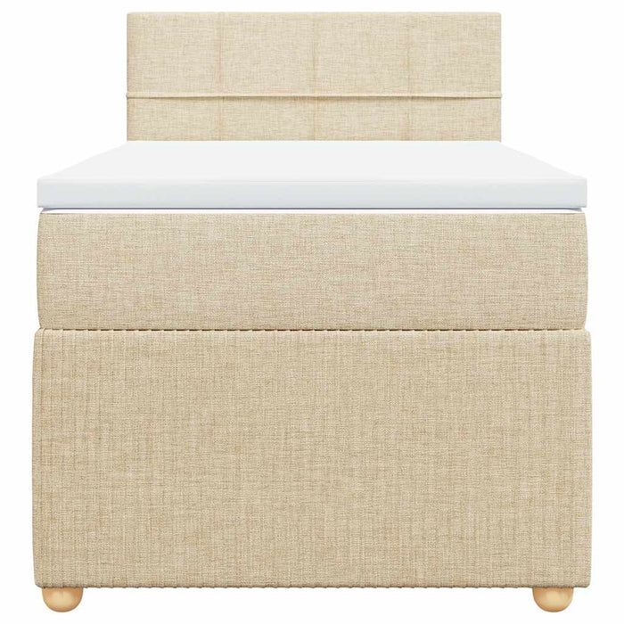 Pat box spring cu saltea, crem, 100x200 cm, textil - WALTI WALTI