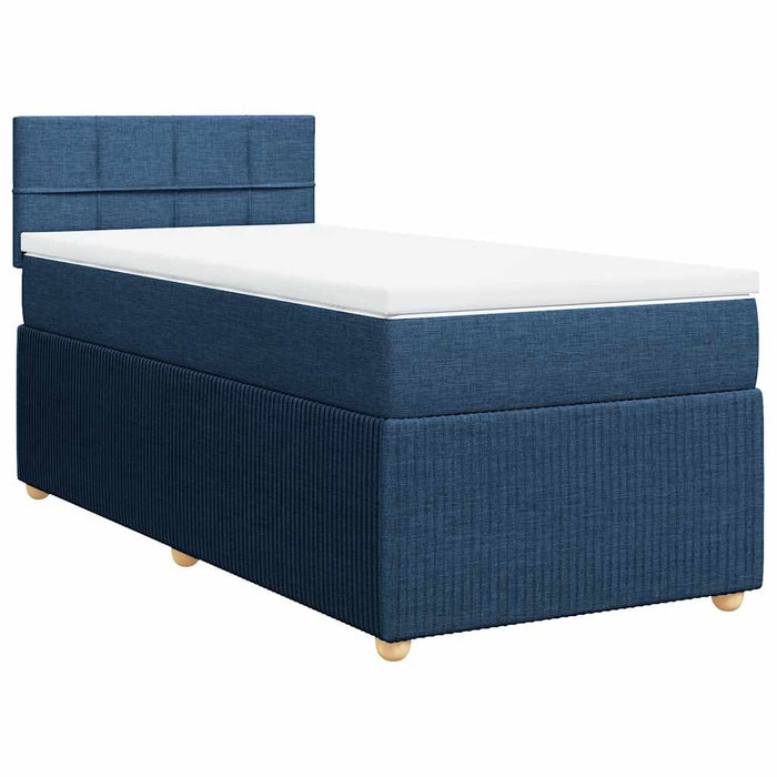 Pat box spring cu saltea, albastru, 100x200 cm, textil - WALTI WALTI
