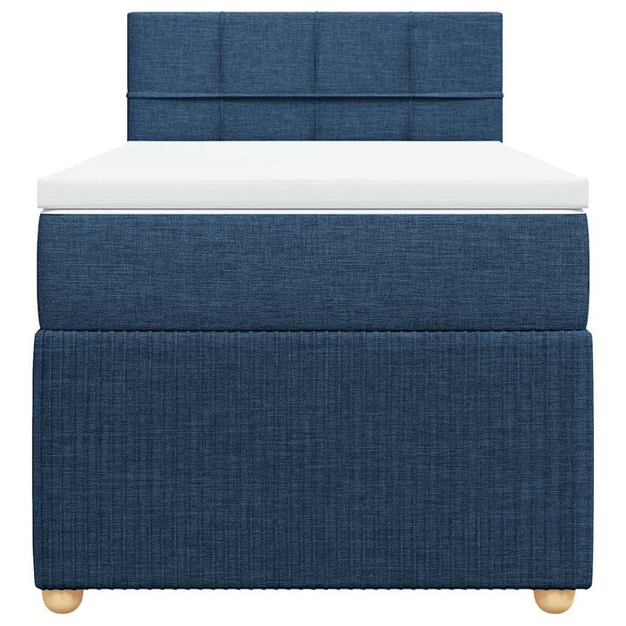 Pat box spring cu saltea, albastru, 100x200 cm, textil - WALTI WALTI