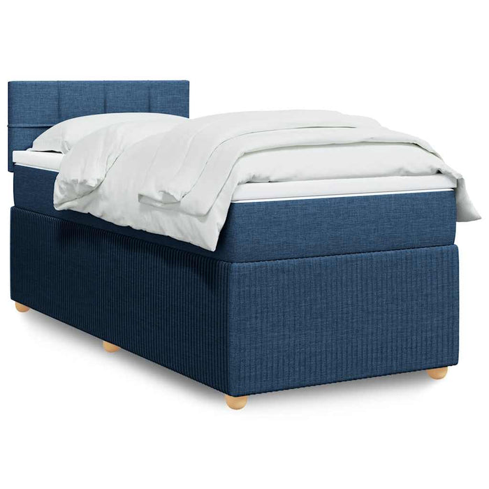 Pat box spring cu saltea, albastru, 100x200 cm, textil - WALTI WALTI