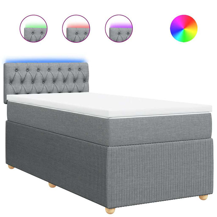 Pat box spring cu saltea, gri deschis, 100x200 cm, textil - WALTI WALTI