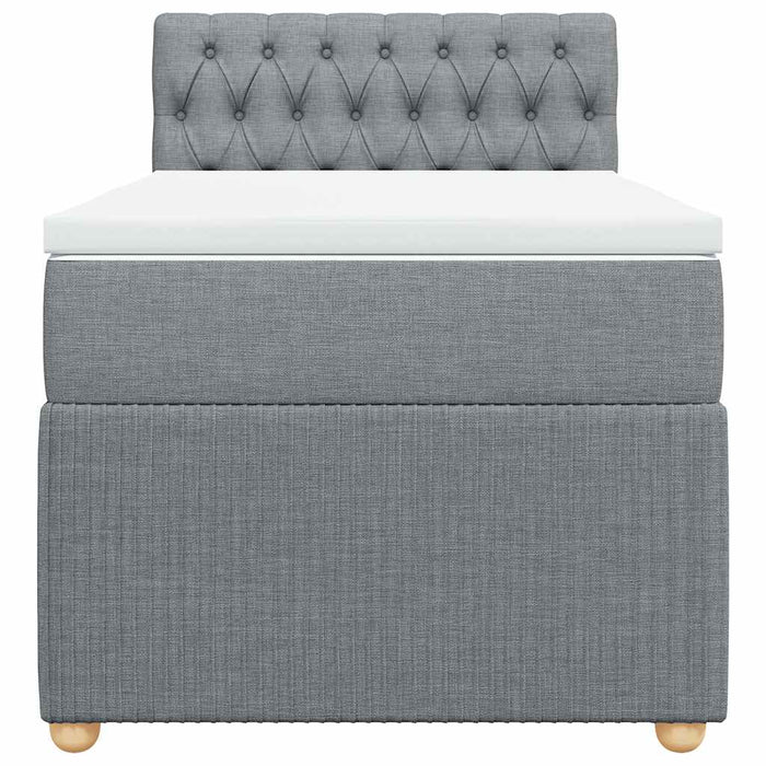 Pat box spring cu saltea, gri deschis, 100x200 cm, textil - WALTI WALTI
