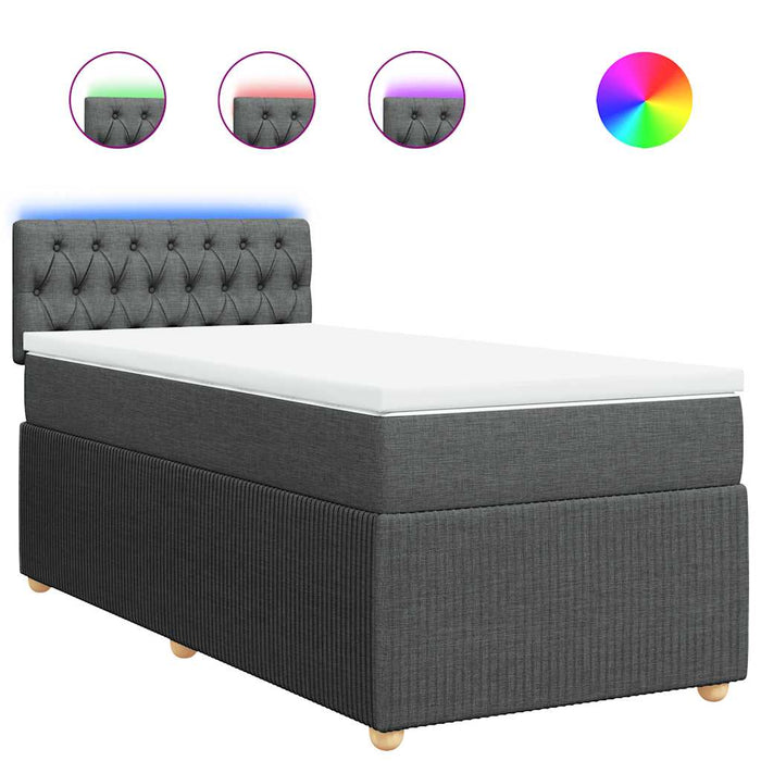 Pat box spring cu saltea, gri închis, 100x200 cm, textil - WALTI WALTI