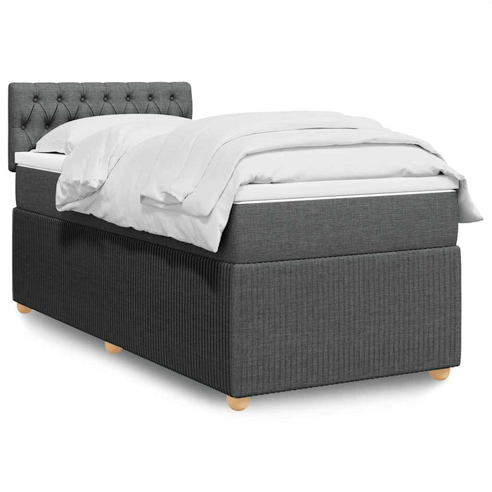Pat box spring cu saltea, gri închis, 100x200 cm, textil - WALTI WALTI