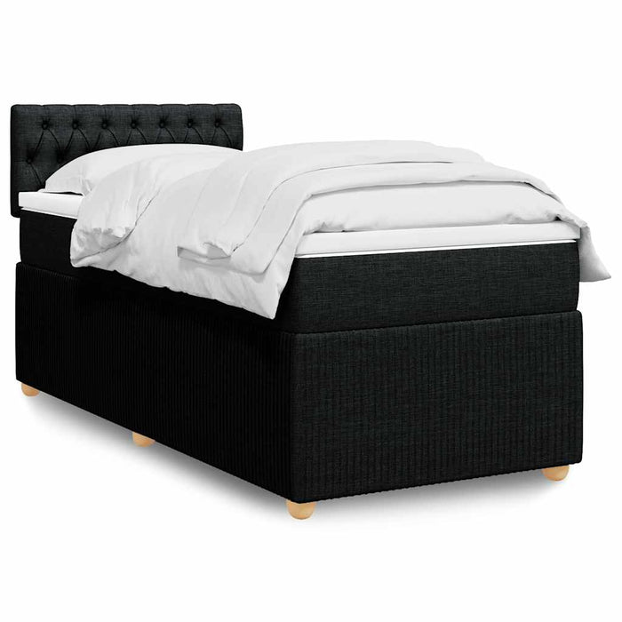 Pat box spring cu saltea, negru, 100x200 cm, textil - WALTI WALTI