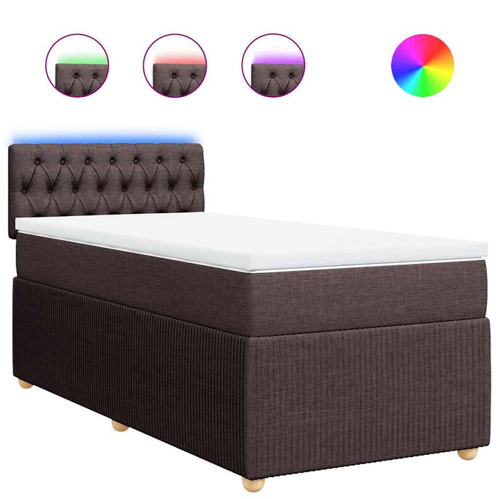 Pat box spring cu saltea, maro închis, 100x200 cm, textil WALTI