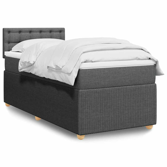 Pat box spring cu saltea, gri închis, 100x200 cm, textil - WALTI WALTI