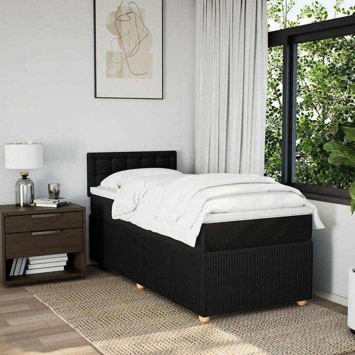 Pat box spring cu saltea, negru, 100x200 cm, textil - WALTI WALTI