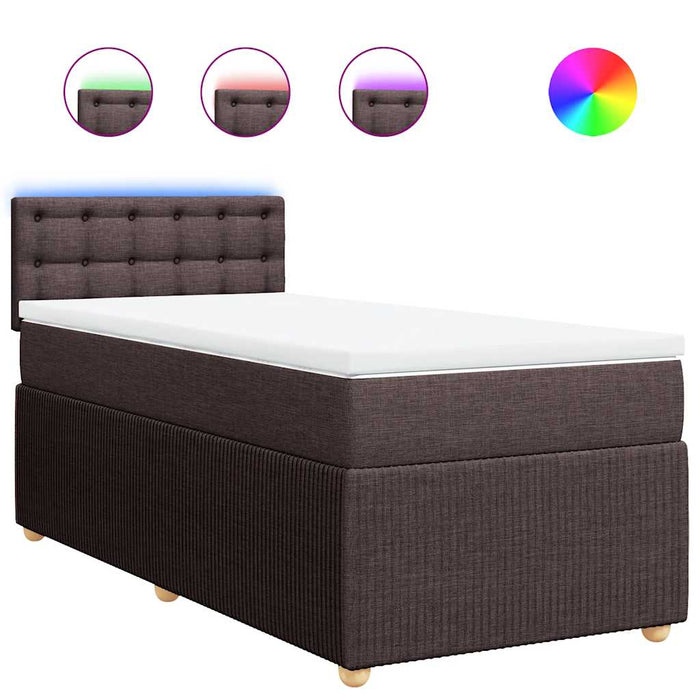 Pat box spring cu saltea, maro închis, 100x200 cm, textil - WALTI WALTI
