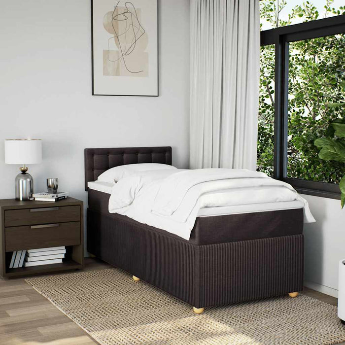 Pat box spring cu saltea, maro închis, 100x200 cm, textil - WALTI WALTI