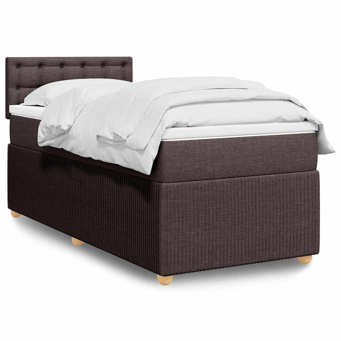 Pat box spring cu saltea, maro închis, 100x200 cm, textil - WALTI WALTI