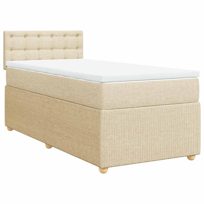 Pat box spring cu saltea, crem, 100x200 cm, textil - WALTI WALTI